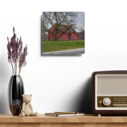 U R There Photography M-21 Roadside Stable I Rustic Farmhouse Acrylic Analog Wall Clock