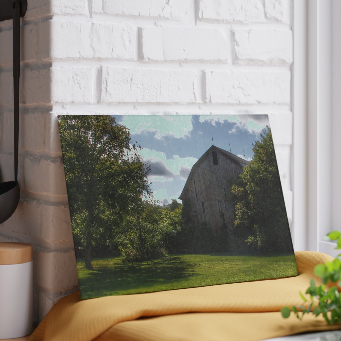 U R There Photography Oakwood Grey Rustic Farmhouse Tempered-Glass Cutting Board