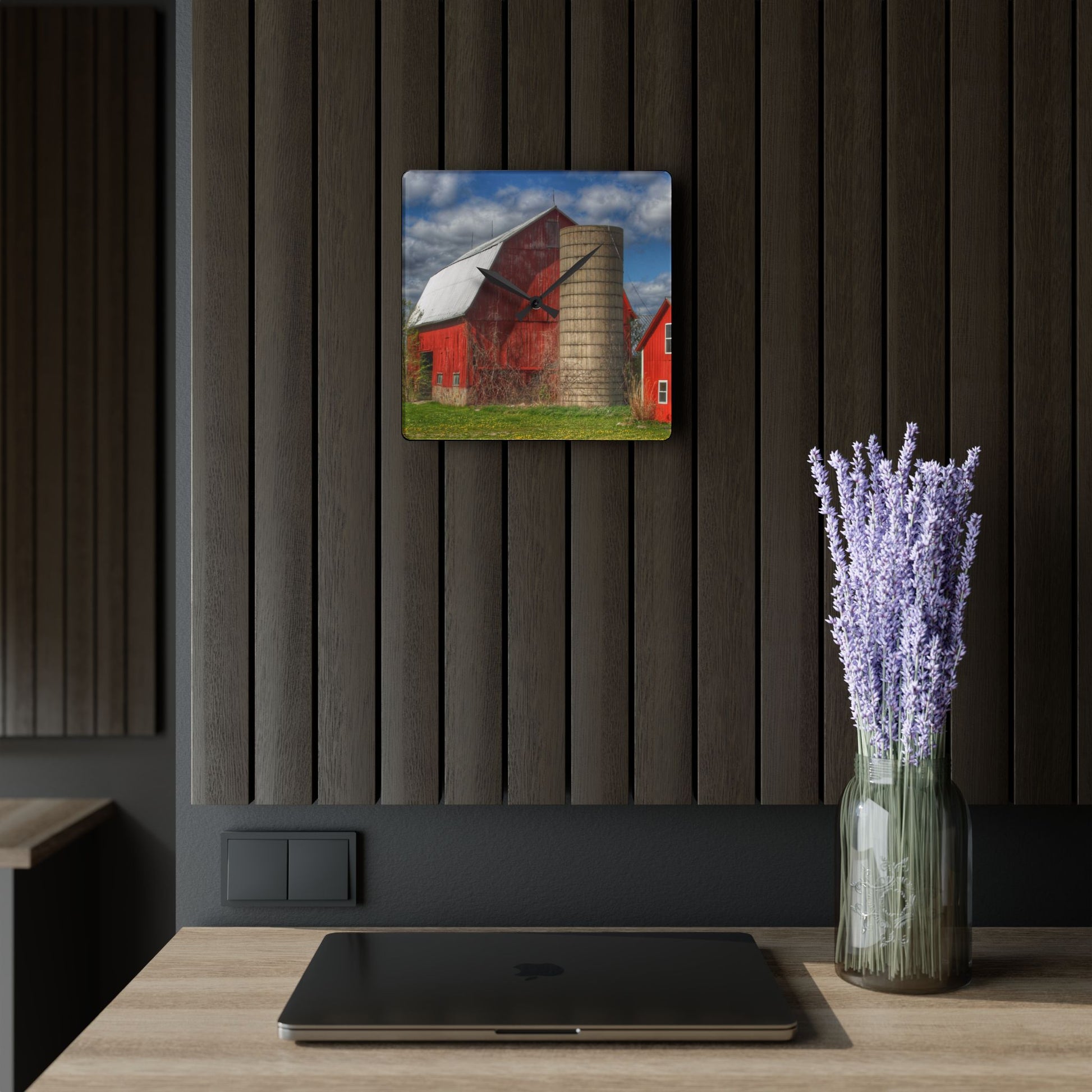 Rustic Farmhouse Wall Clock featuring McDowell Road Reds II