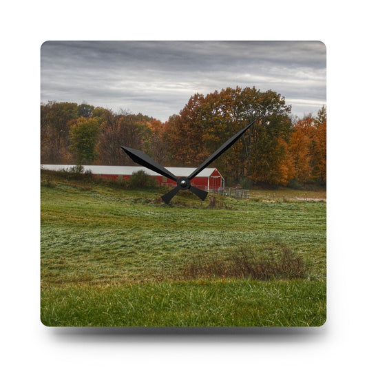 Bronson Lake Hidden Red I Rustic Farmhouse Acrylic Analog Wall Clock 10.75'' × 10.75'' (Square)