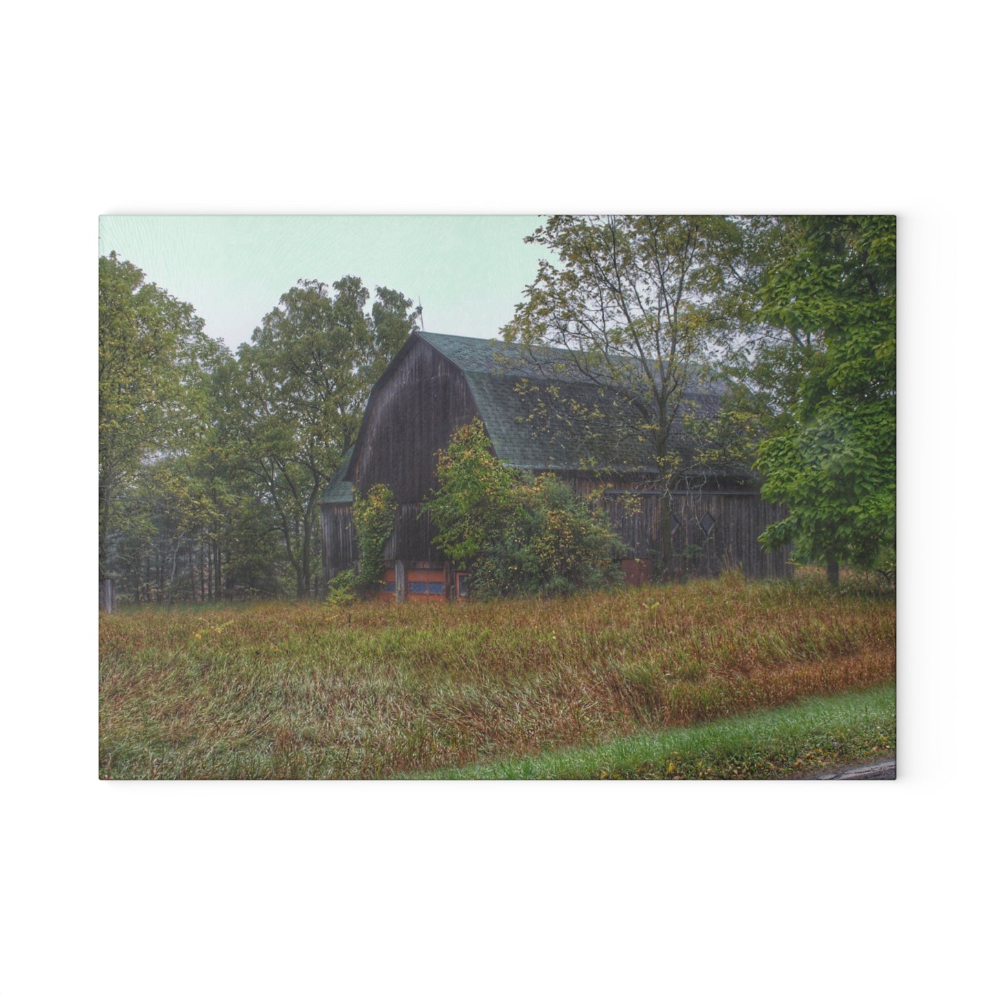 U R There Photography Metamora Road Grey Rustic Farmhouse Tempered-Glass Cutting Board