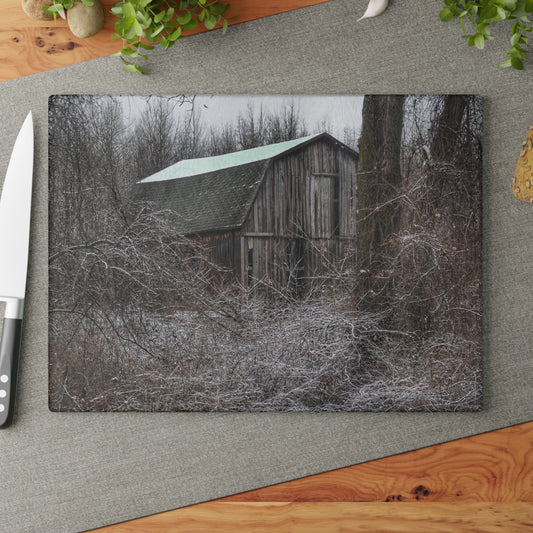 U R There Photography Saginaw Road Grey Rustic Farmhouse Tempered-Glass Cutting Board