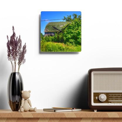 U R There Photography Hidden Grey of Hunters Creek Rustic Farmhouse Acrylic Analog Wall Clock