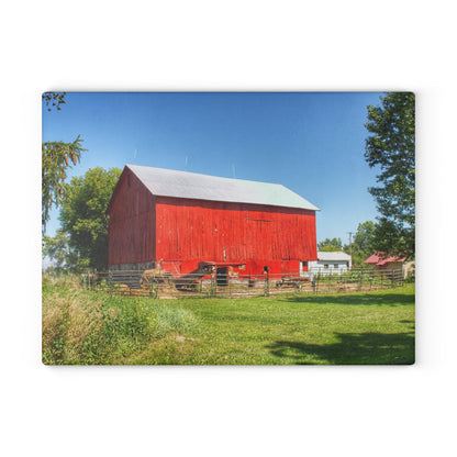 U R There Photography Harris Road Red Rustic Farmhouse Tempered-Glass Cutting Board