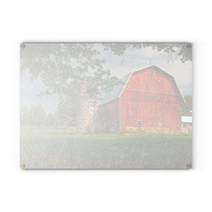 U R There Photography Crawford Road Red I Rustic Farmhouse Tempered-Glass Cutting Board