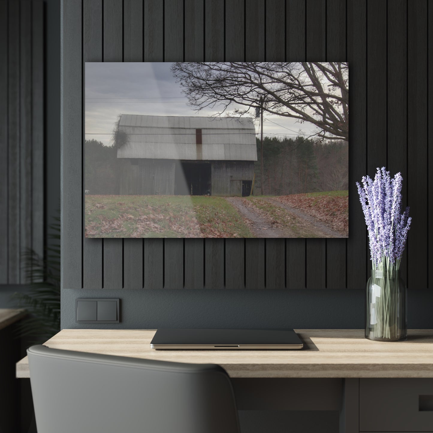 U R There Photography Grey Horse Barn Rustic Farmhouse Acrylic Wall Print