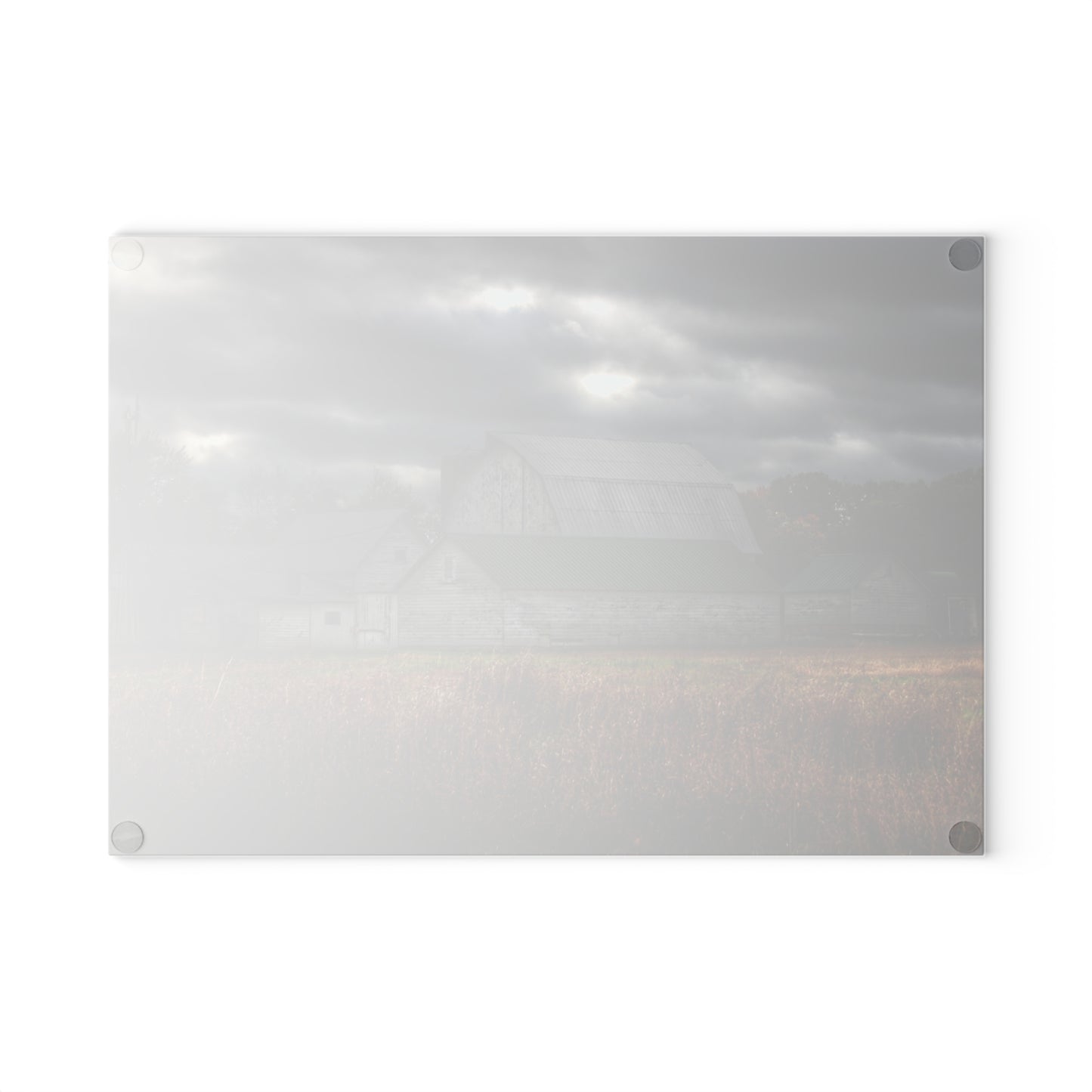 U R There Photography Farnsworth Road White Rustic Farmhouse Tempered-Glass Cutting Board