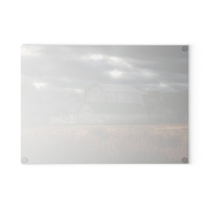 U R There Photography Farnsworth Road White Rustic Farmhouse Tempered-Glass Cutting Board