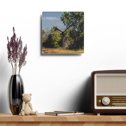 U R There Photography Barnes Road Grey Rustic Farmhouse Acrylic Analog Wall Clock