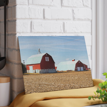 U R There Photography French Road Quilted Red Rustic Farmhouse Tempered-Glass Cutting Board