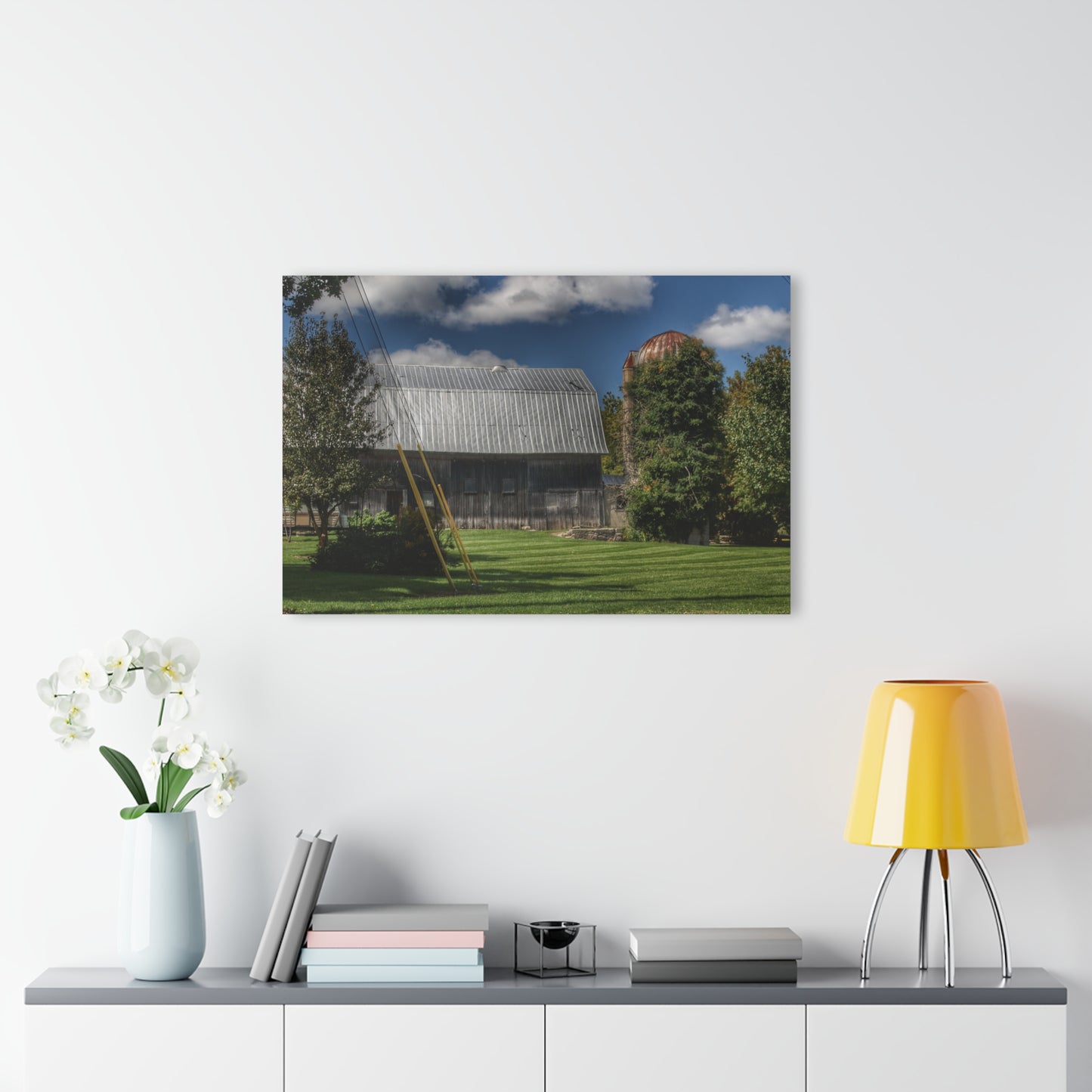 U R There Photography Ludwig Road Summer Grey and Silo Rustic Farmhouse Acrylic Wall Print