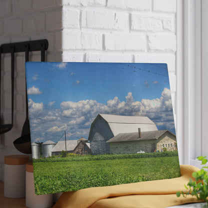 U R There Photography Lake Road Whites Rustic Farmhouse Tempered-Glass Cutting Board