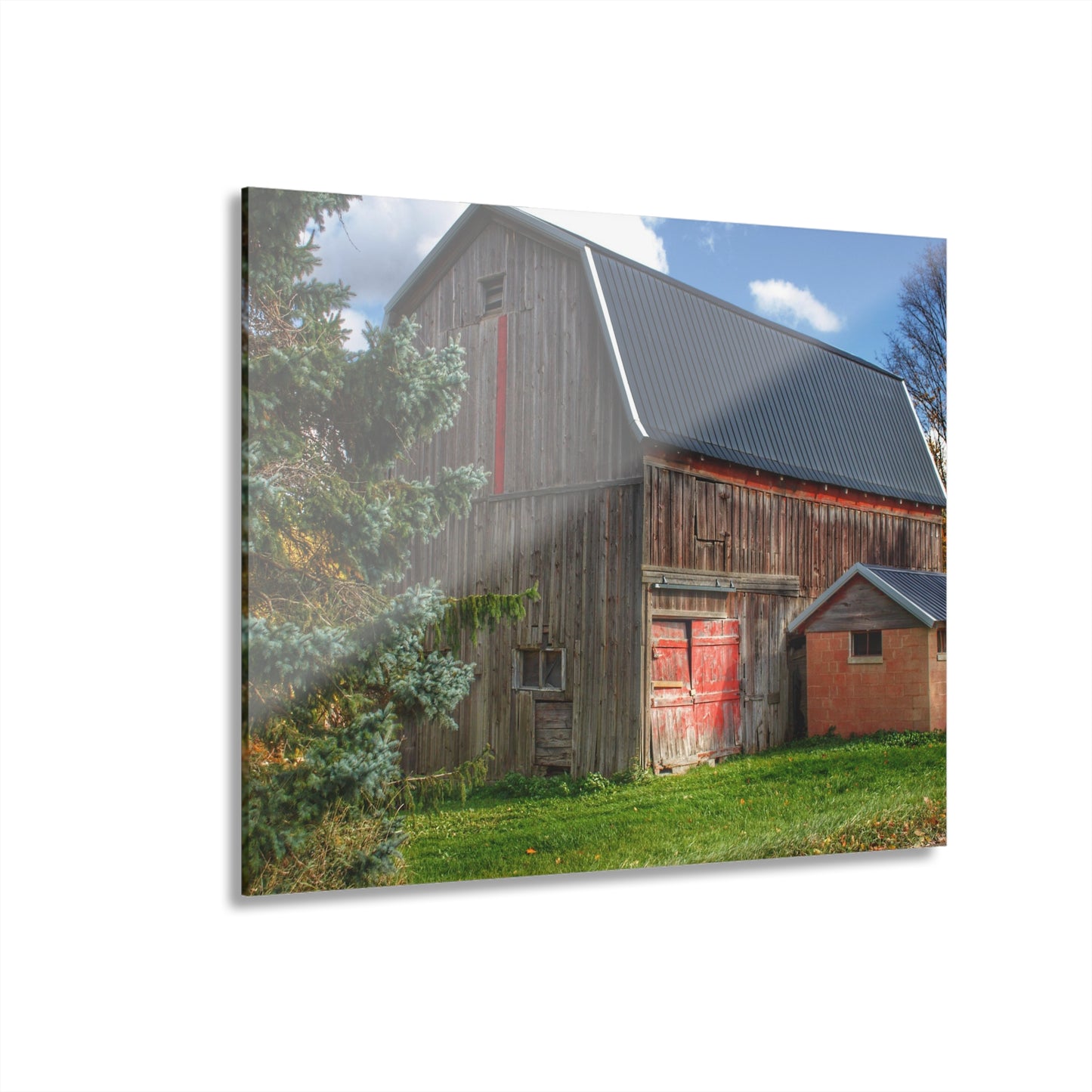 U R There Photography East Leonard Road Red Rustic Farmhouse Acrylic Wall Print 14″ x 11″ (Horizontal) 0.25''