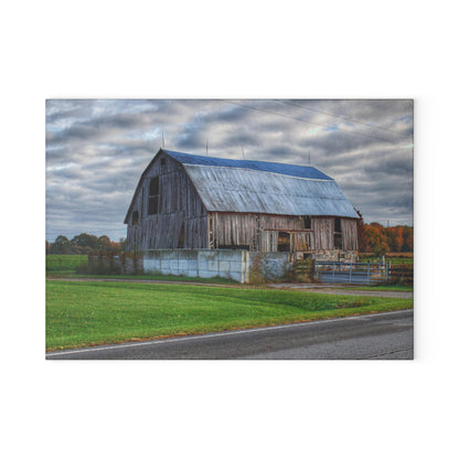 U R There Photography Marlette Road Haybarn Rustic Farmhouse Tempered-Glass Cutting Board