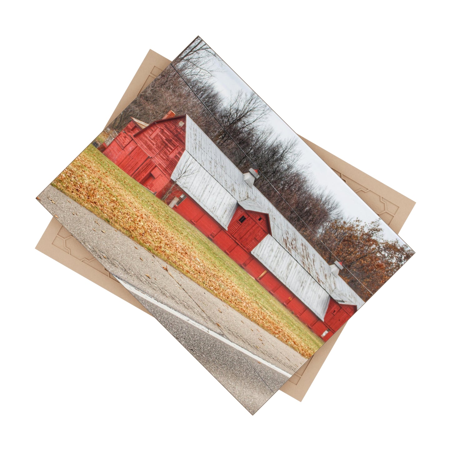 U R There Photography Caseville Red Rustic Farmhouse Decorative Ceramic Tile