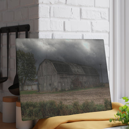 U R There Photography Waterman Road Grey II Rustic Farmhouse Tempered-Glass Cutting Board 8 "x 11"