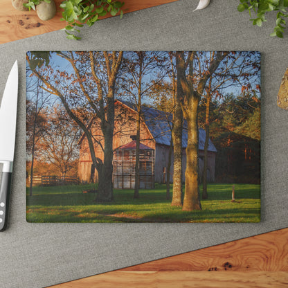 U R There Photography Hunters Creek Hidden Red Rustic Farmhouse Tempered-Glass Cutting Board