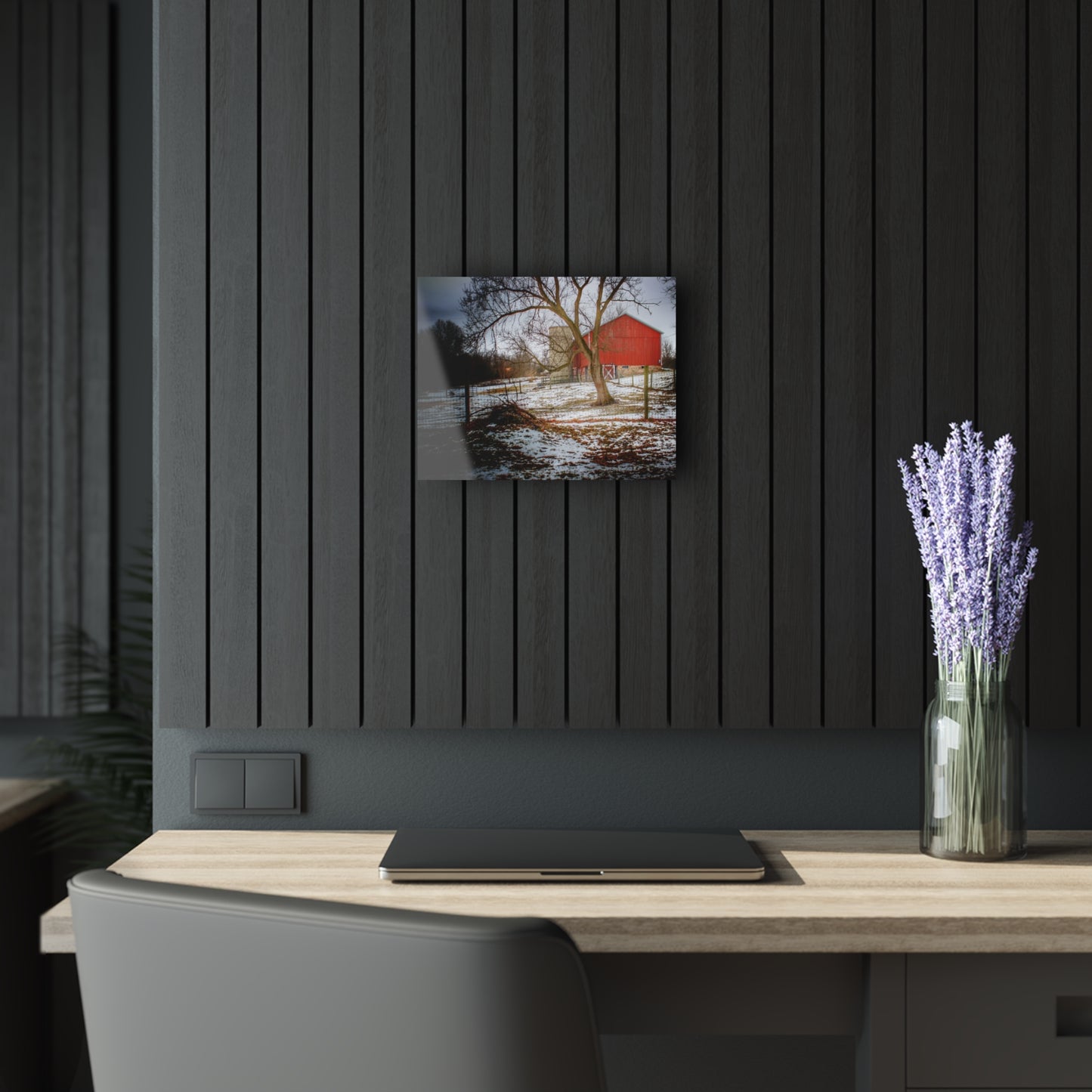 U R There Photography LeValley Road Red and Silo Rustic Farmhouse Acrylic Wall Print