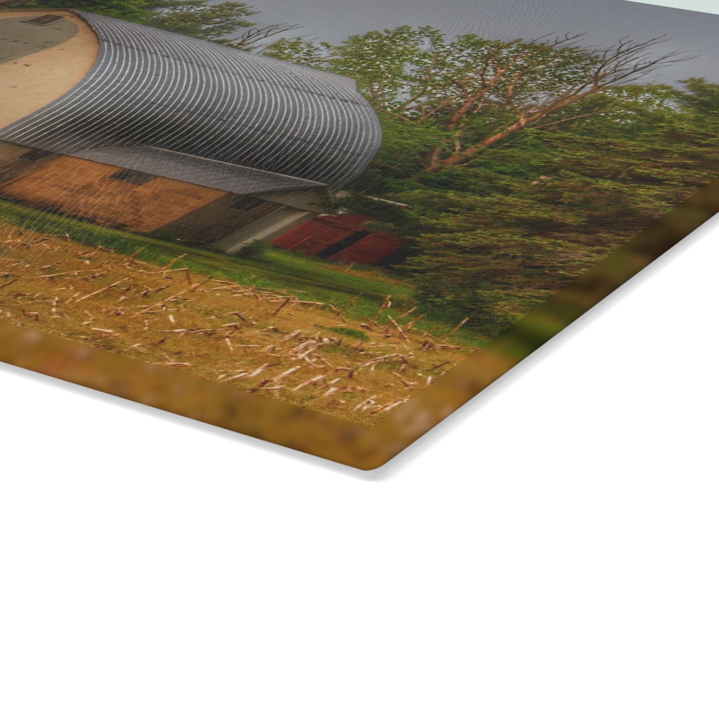 U R There Photography Carpenter Road White II Rustic Farmhouse Tempered-Glass Cutting Board