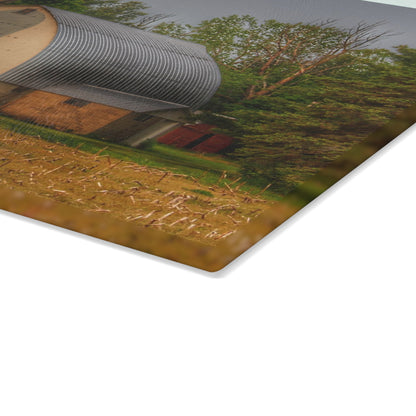 U R There Photography Carpenter Road White II Rustic Farmhouse Tempered-Glass Cutting Board