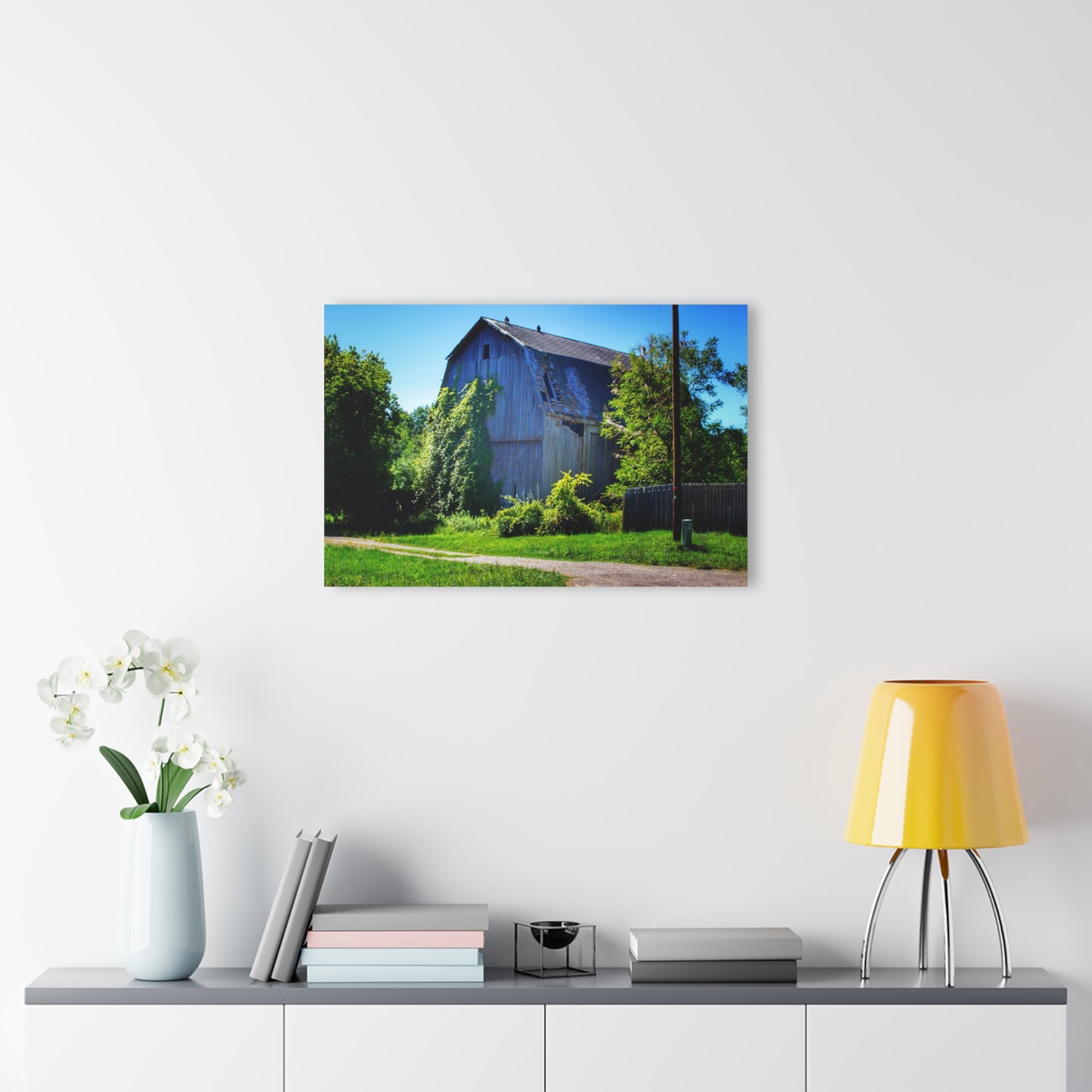 U R There Photography Dryden Road Grey Rustic Farmhouse Acrylic Wall Print