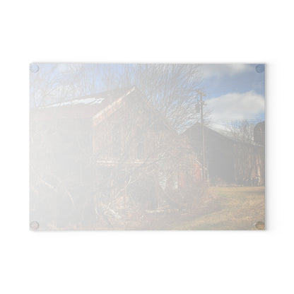 U R There Photography Buried Burnside Greys II Rustic Farmhouse Tempered-Glass Cutting Board