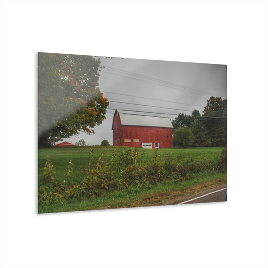 U R There Photography Bronson Lake Road Red Rustic Farmhouse Acrylic Wall Print