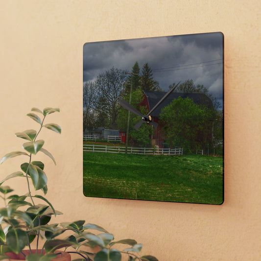 U R There Photography Lake Pleasant Hidden Red Rustic Farmhouse Acrylic Analog Wall Clock