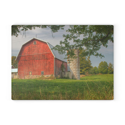 U R There Photography Crawford Road Red I Rustic Farmhouse Tempered-Glass Cutting Board