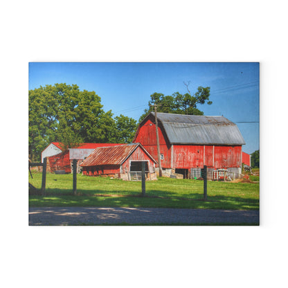 U R There Photography Frances Road Reds I Rustic Farmhouse Tempered-Glass Cutting Board