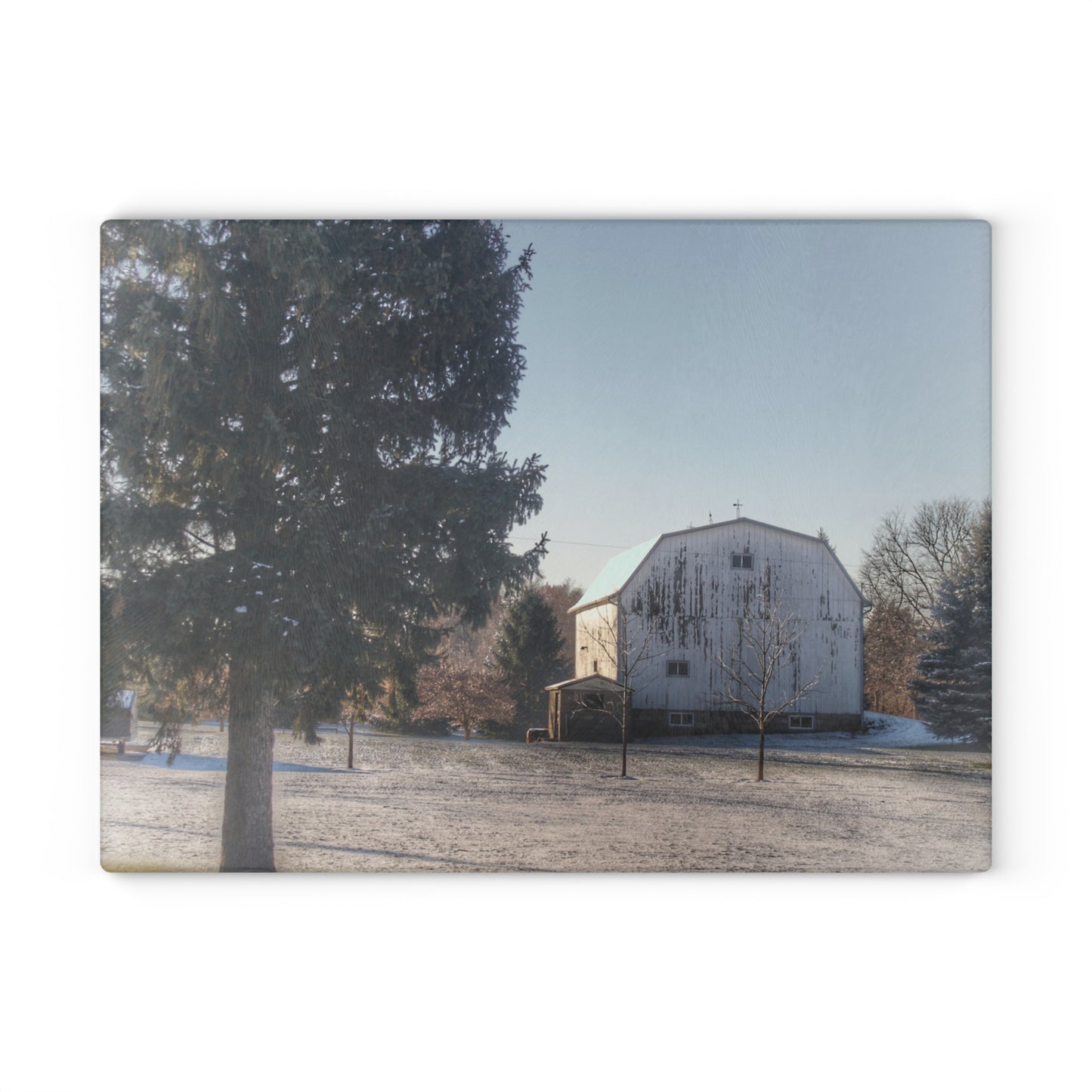 U R There Photography Washburn White Rustic Farmhouse Tempered-Glass Cutting Board