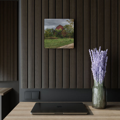 U R There Photography Bristol Road Hidden Red Rustic Farmhouse Acrylic Analog Wall Clock