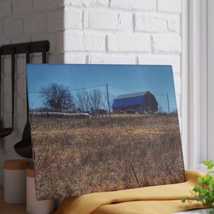 U R There Photography Marathon Haybarn on the Hill I Rustic Farmhouse Tempered-Glass Cutting Board