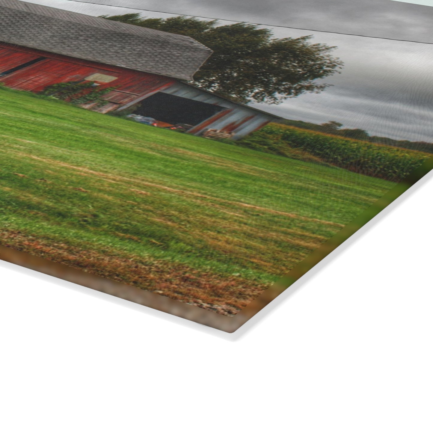 U R There Photography Country Red Rustic Farmhouse Tempered-Glass Cutting Board