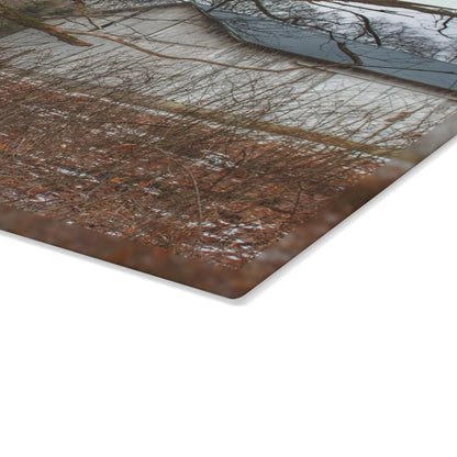 U R There Photography Norway Lake Road Hidden White Rustic Farmhouse Tempered-Glass Cutting Board