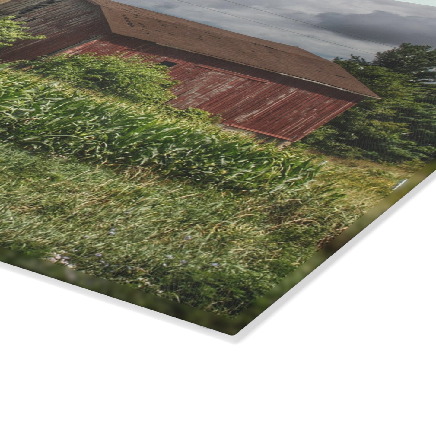 U R There Photography Armstrong Road Red III Rustic Farmhouse Tempered-Glass Cutting Board