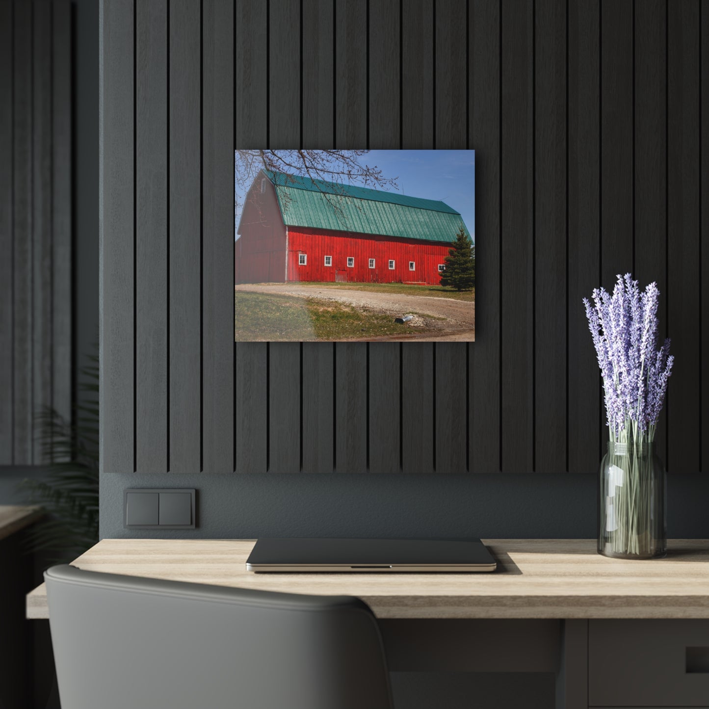 U R There Photography Perry Road Red Rustic Farmhouse Acrylic Wall Print