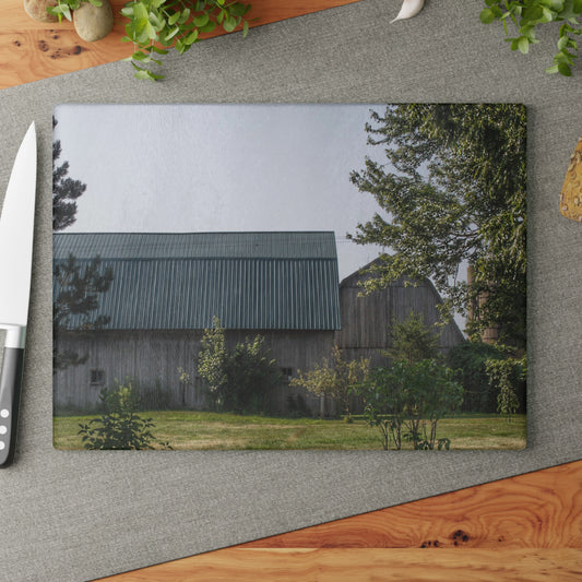 U R There Photography Bordman Road Greys Rustic Farmhouse Tempered-Glass Cutting Board