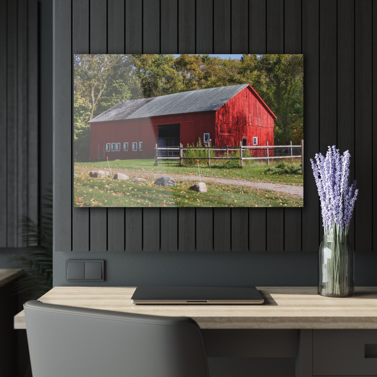 U R There Photography Hough Road Red II Rustic Farmhouse Acrylic Wall Print