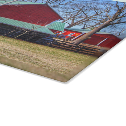 U R There Photography Imlay City Road Cow Barn II Rustic Farmhouse Tempered-Glass Cutting Board