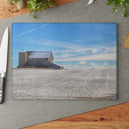U R There Photography Early Spring Grey II Rustic Farmhouse Tempered-Glass Cutting Board