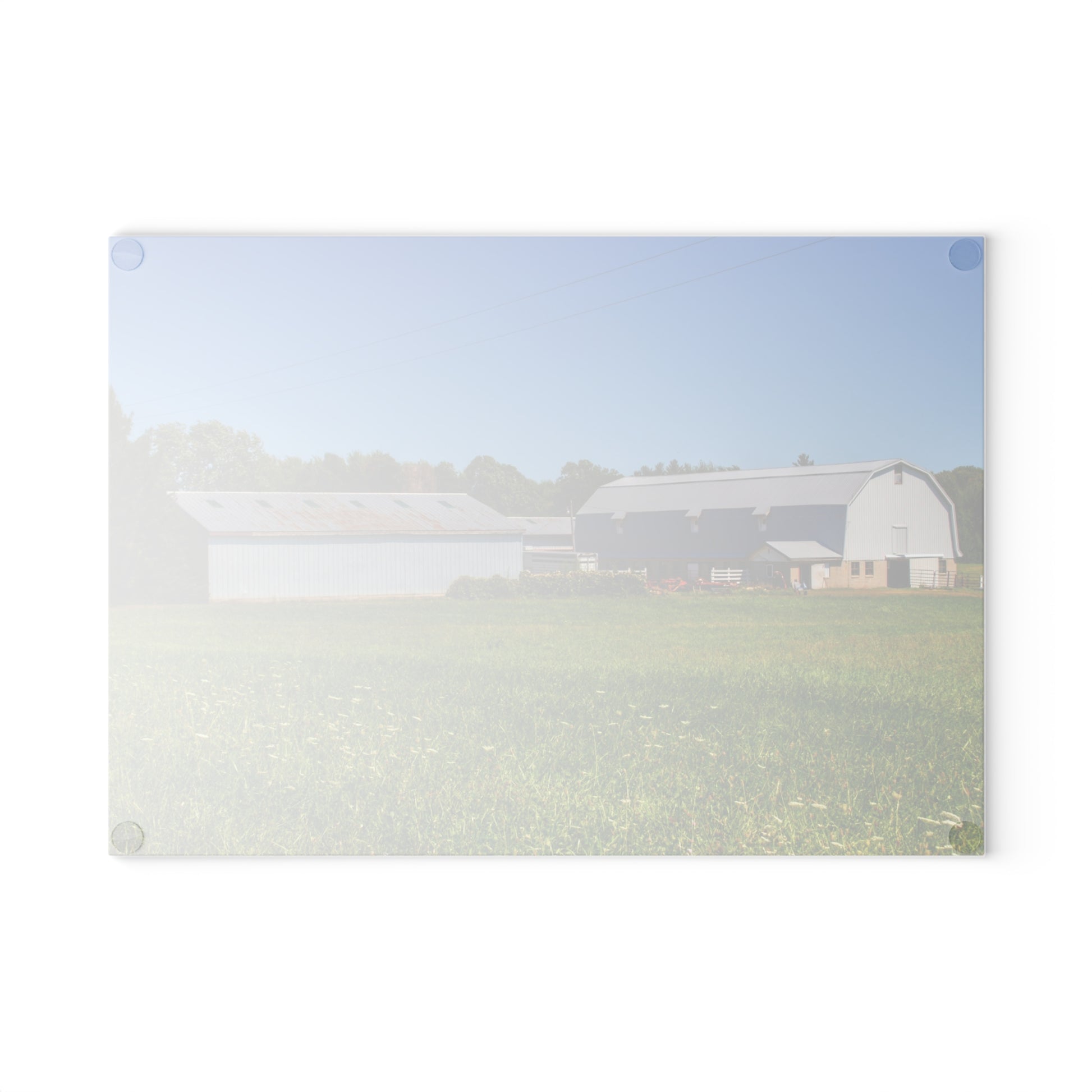 U R There Photography McPherson Greys Rustic Farmhouse Tempered-Glass Cutting Board 11" x 15" Rectangle