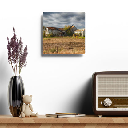 U R There Photography Newark Road Whites Rustic Farmhouse Acrylic Analog Wall Clock