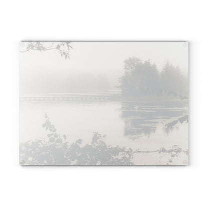U R There Photography Bridge in Fog Rustic Farmhouse Tempered-Glass Cutting Board