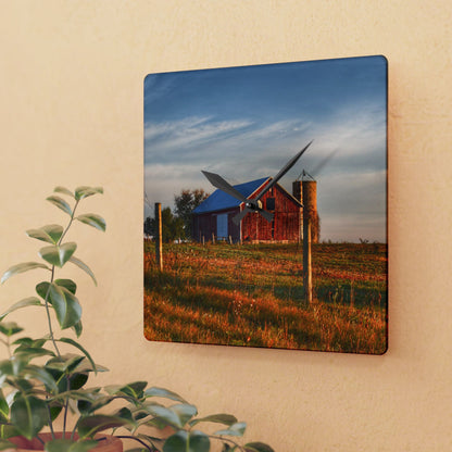 U R There Photography North Lake Pleasant Little Red II Rustic Farmhouse Acrylic Analog Wall Clock