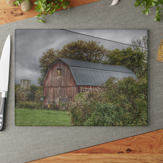 U R There Photography North Clio Road Red Rustic Farmhouse Tempered-Glass Cutting Board