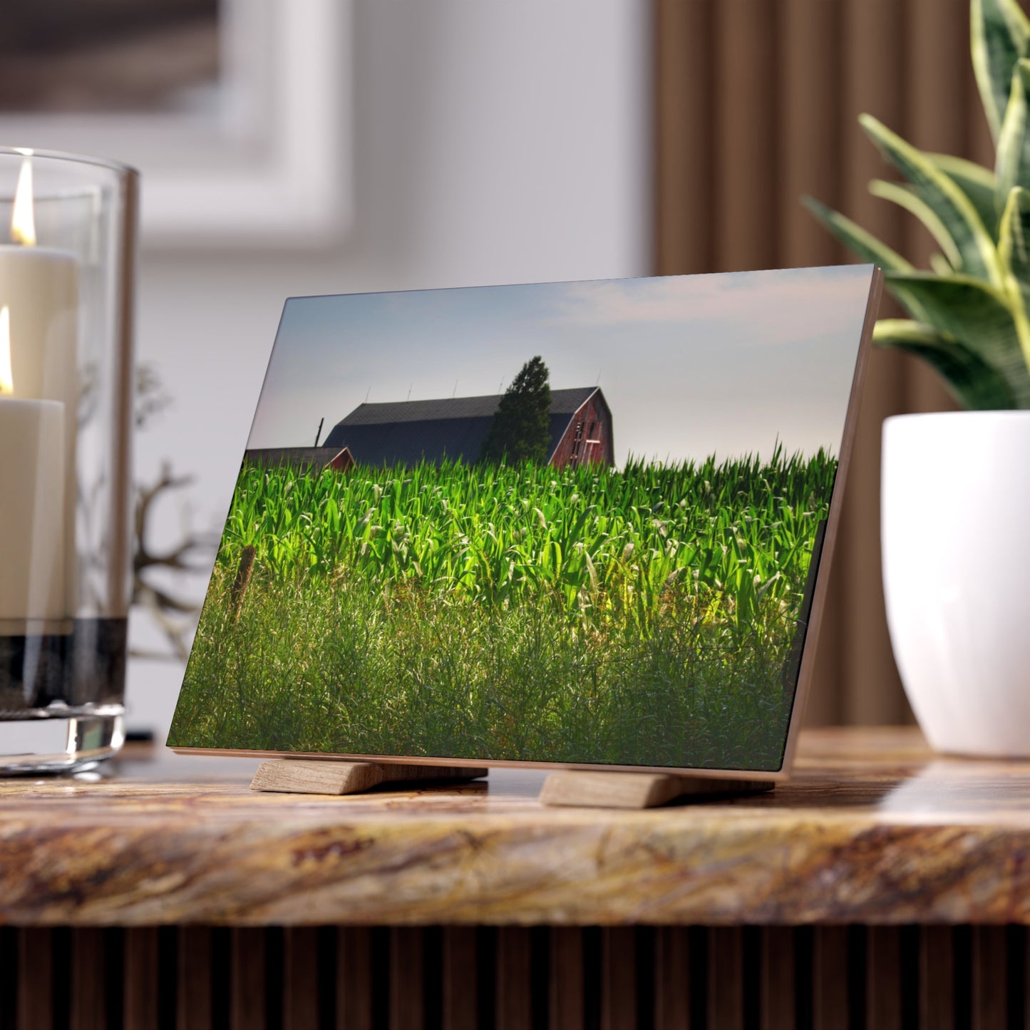 U R There Photography Beyond the Corn in Metamora Rustic Farmhouse Decorative Ceramic Tile