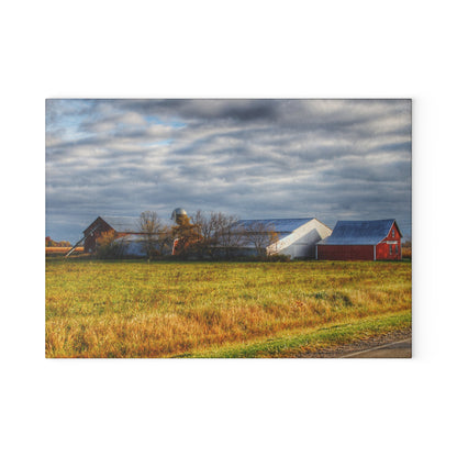 U R There Photography Marlette Road Farm I Rustic Farmhouse Tempered-Glass Cutting Board