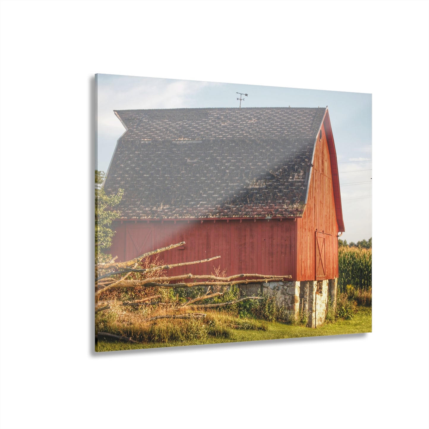 U R There Photography Otter Lake Road Red II Rustic Farmhouse Acrylic Wall Print