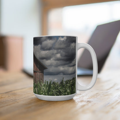 Rustic Farmhouse Coffee Mug featuring Above the July Corn